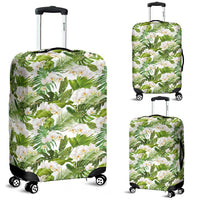 Tropical Plumeria White Luggage Cover White - Polynesian Pride