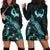 Pohnpei Polynesian Hoodie Dress - Turtle With Blooming Hibiscus Turquoise Turquoise - Polynesian Pride