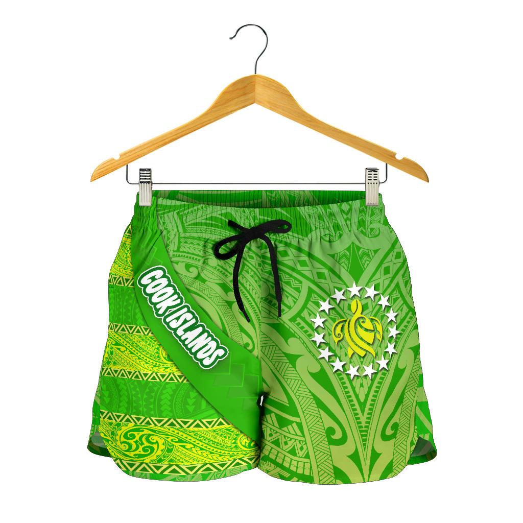 Cook Islands Women Shorts Polynesian Victorian Vibes Women Green - Polynesian Pride