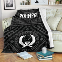 Pohnpei Premium Blanket - Pohnpei Seal With Polynesian Tattoo Style ( Black) - Polynesian Pride