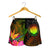 Northern Mariana Islands Polynesian Women's Shorts - Hibiscus and Banana Leaves - Polynesian Pride