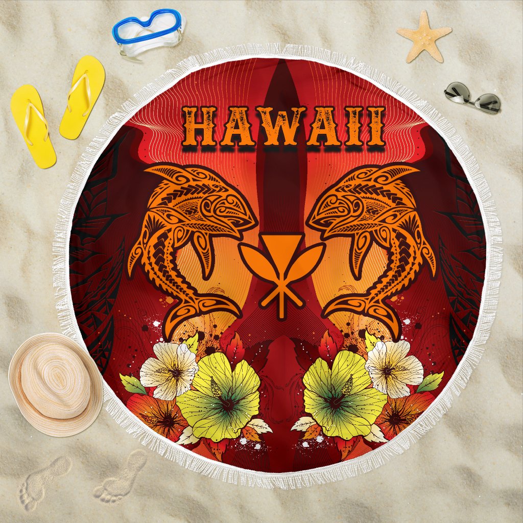 Hawaii Beach Blankets - Tribal Tuna Fish One Style One Size Orange - Polynesian Pride