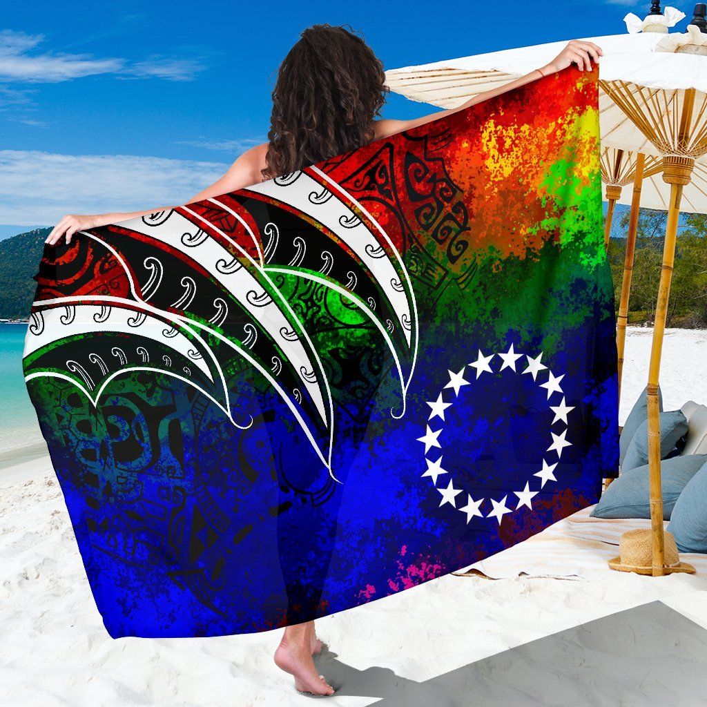 Cook Islands Sarong - Tropical Leaf Rainbow Color SARONG ONE SIZE Rainbow Color - Polynesian Pride