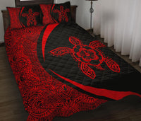 Hawaiian Polynesian Turtle Quilt Bed Set - Circle Style Red - Polynesian Pride