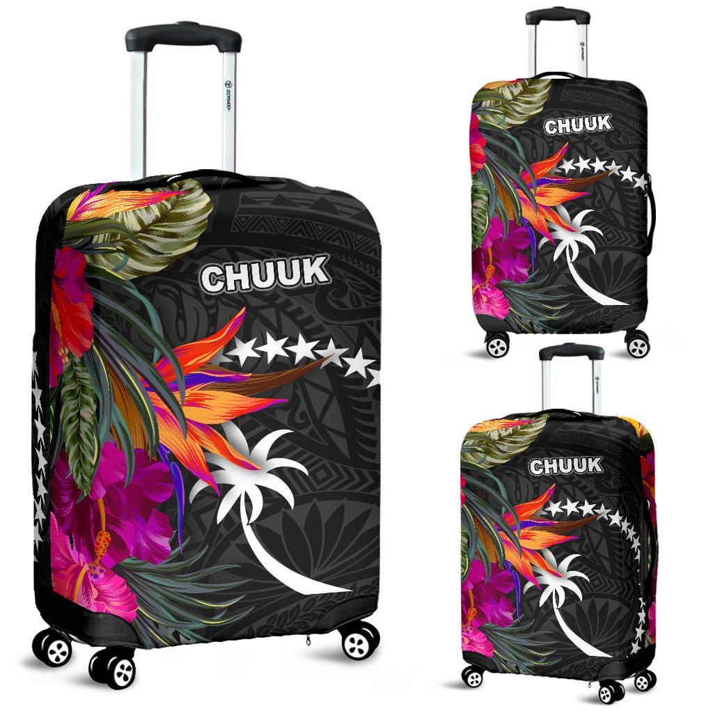 Chuuk Luggage Covers - Polynesian Hibiscus Pattern Black - Polynesian Pride