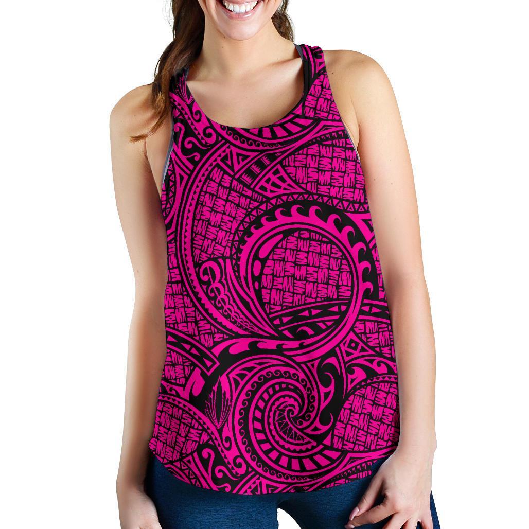 Polynesian Maori Lauhala Pink Women's Racerback Tank Top Pink - Polynesian Pride