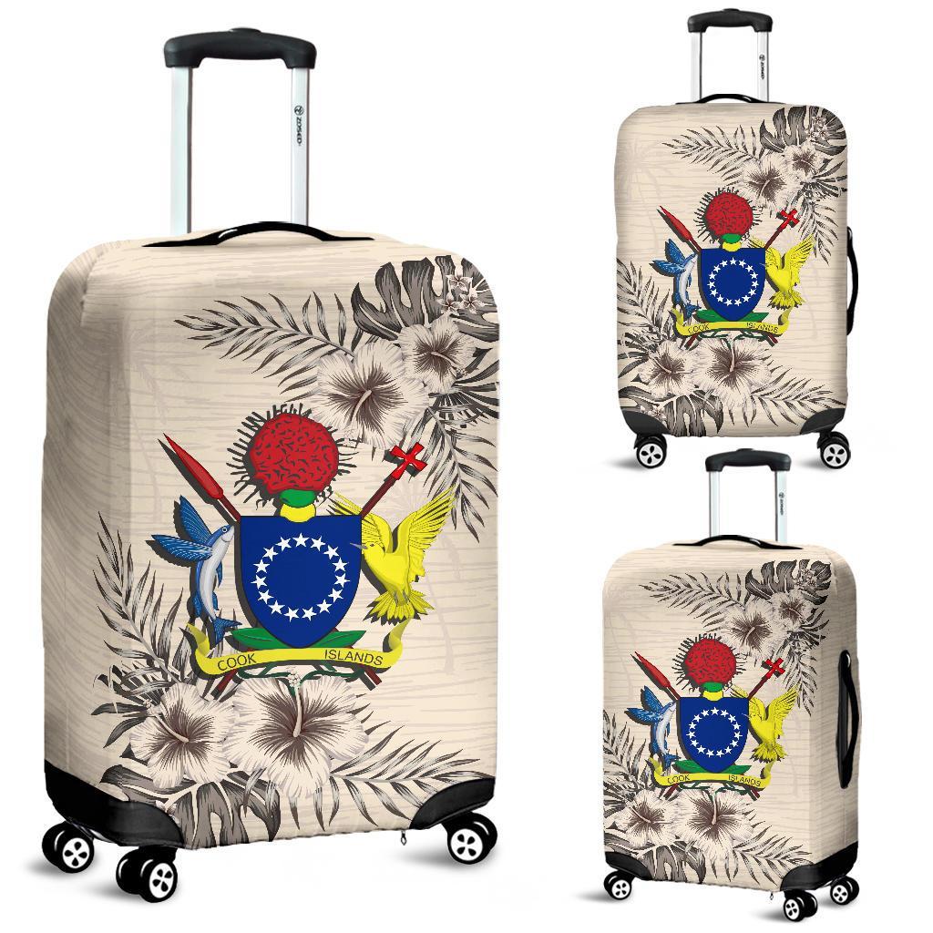 Cook Islands Luggage Covers - The Beige Hibiscus Art - Polynesian Pride