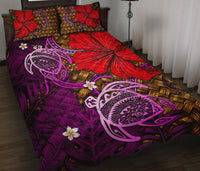 Hawaii Lauhala Hibiscus Polynesian Tropical Pink Quilt Bed Set - Wake Style - AH - Polynesian Pride