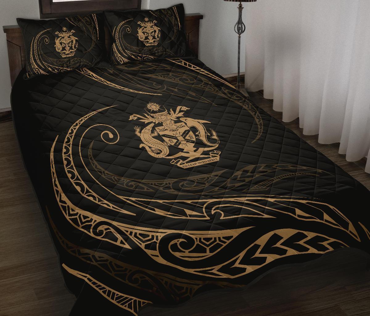 Solomon Quilt Bed Set - Gold - Frida Style - Polynesian Pride