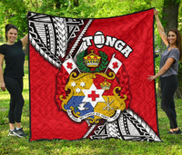 Tonga Rugby Premium Quilt Polynesian Style Pinwheel Red - Polynesian Pride