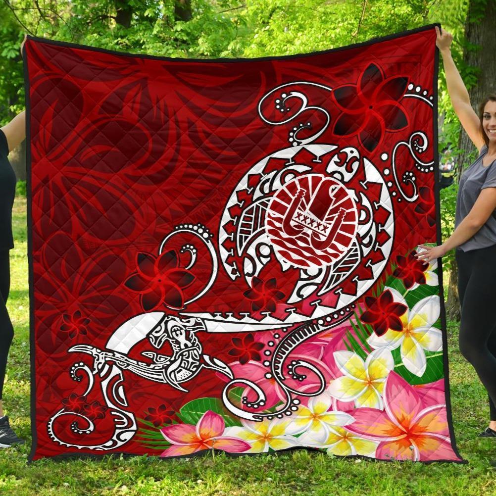 Tahiti Premium Quilt - Turtle Plumeria (Red) Red - Polynesian Pride