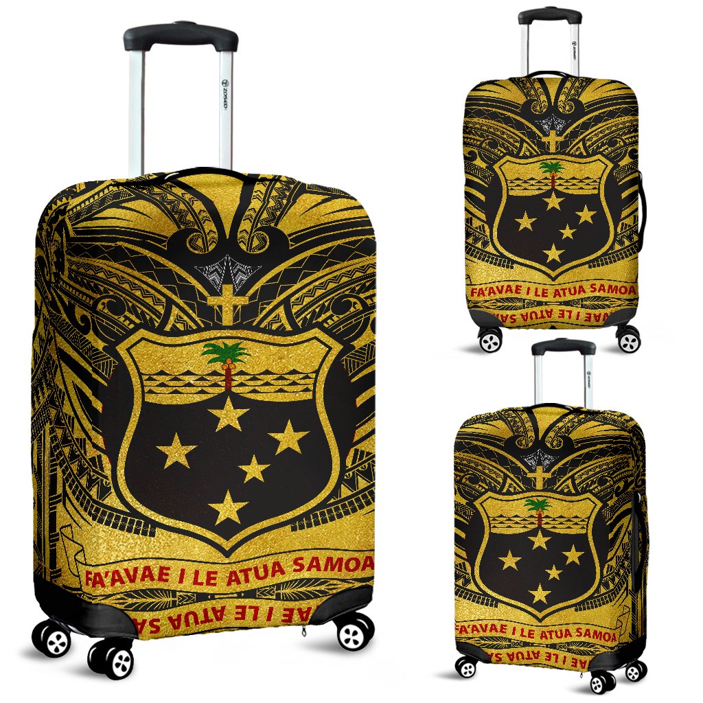 Samoa Luggage Covers - Samoa Coat Of Arm, Polynesian Tattoo Golden Golden - Polynesian Pride