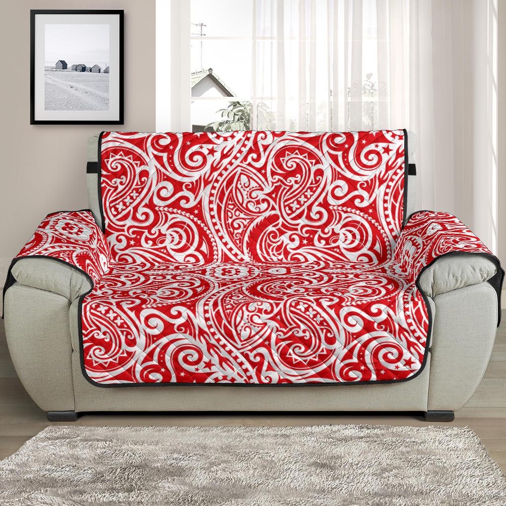 Tonga Chair Sofa Protector - Red Color Patterns Poly 48" Chair And A Half Black - Polynesian Pride