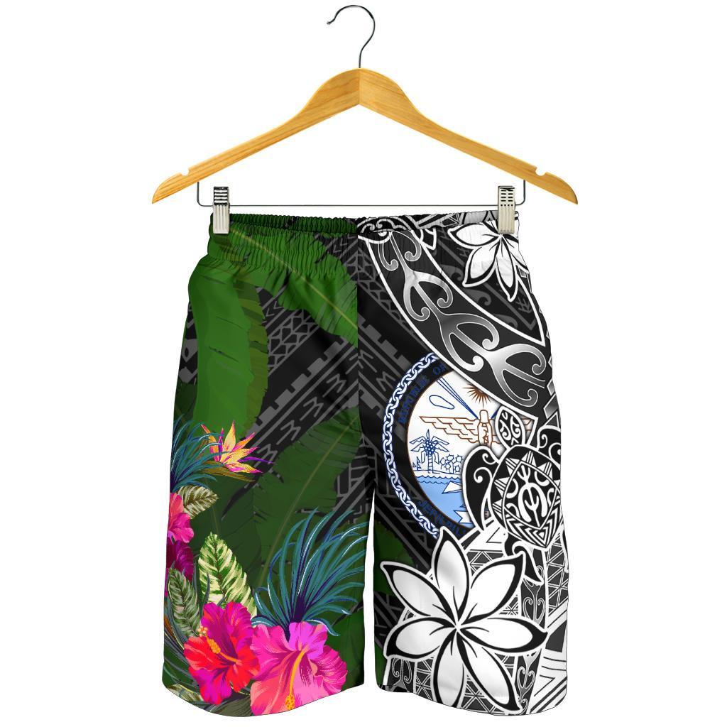 Marshall Islands Men Shorts - Turtle Plumeria Banana Leaf Crest - Polynesian Pride