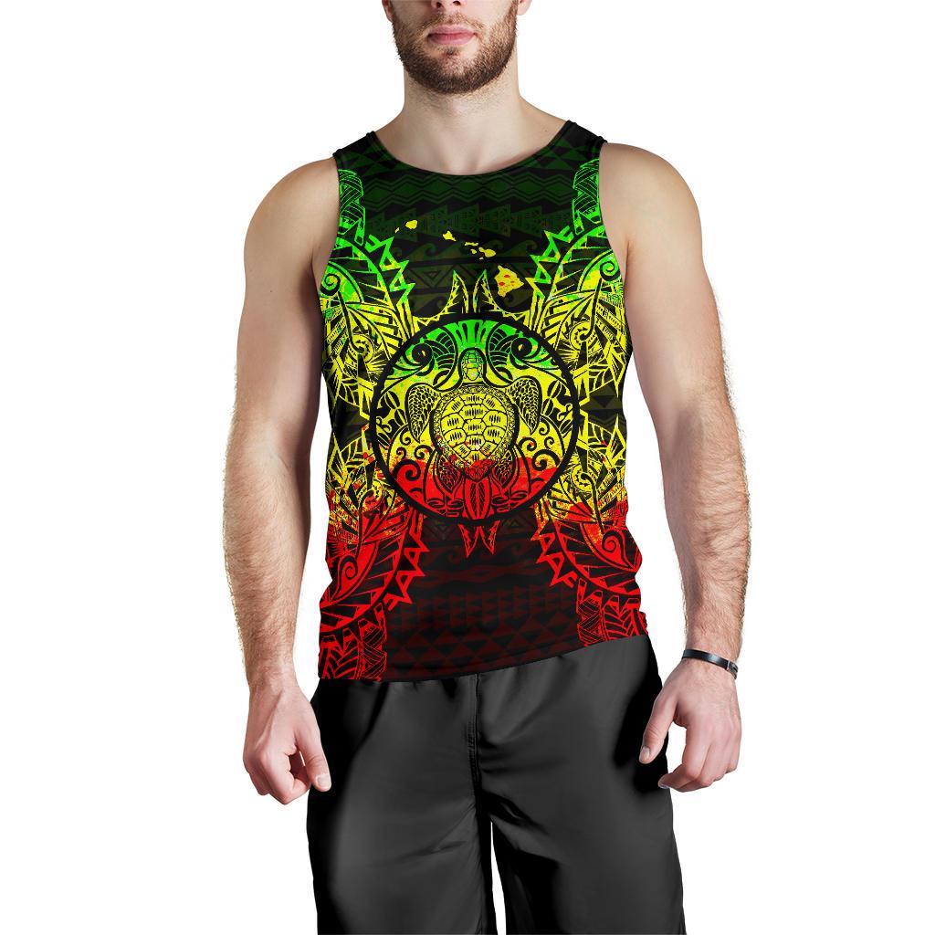 Hawaii Turtle Polynesian Men Tank Top Map Reggae Reggae - Polynesian Pride