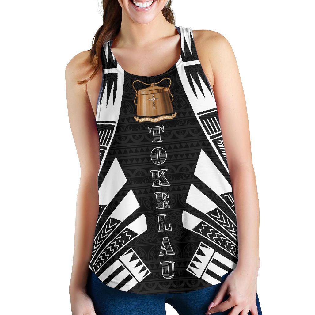 Tokelau Women Racerback Tank - Polynesian Tattoo Black Black - Polynesian Pride