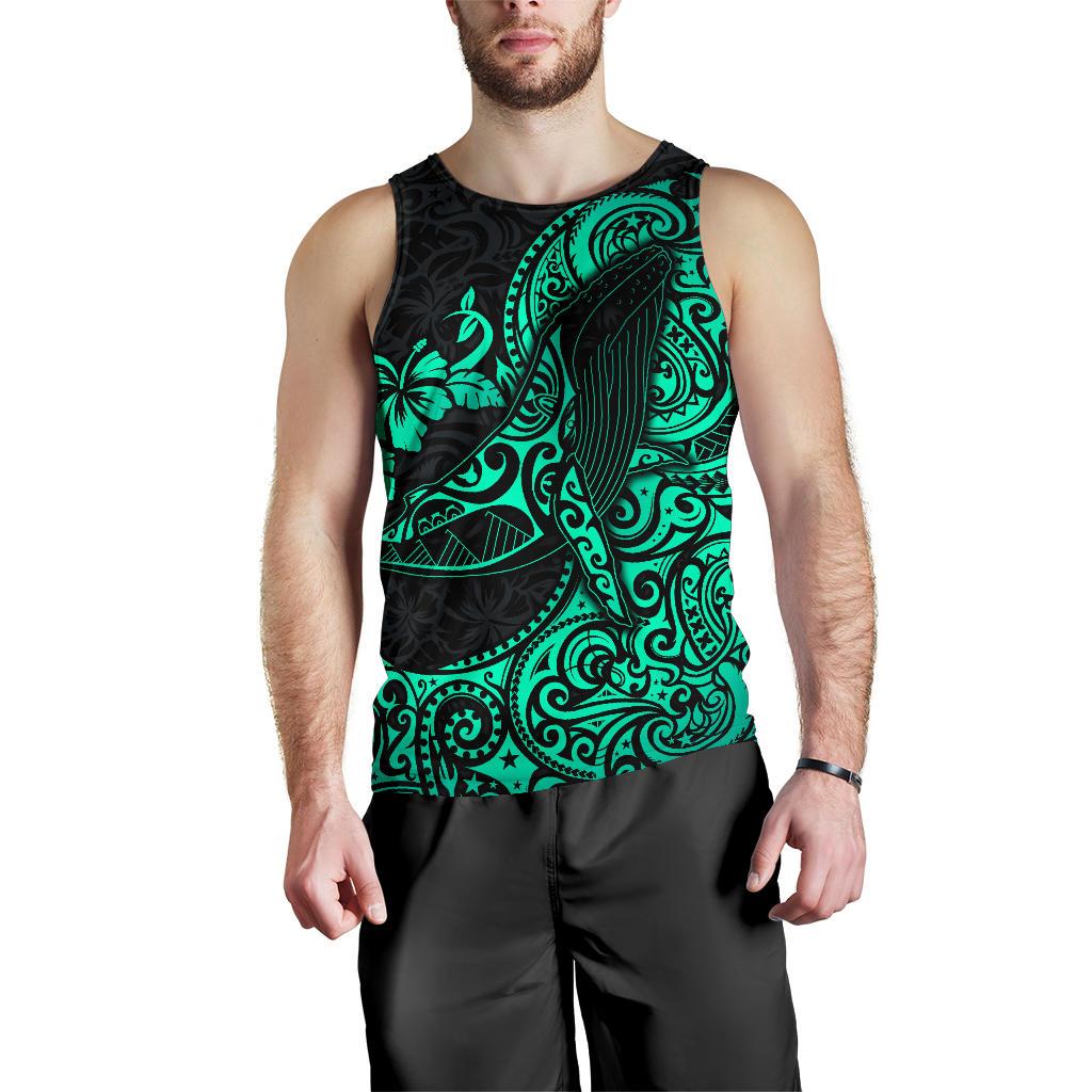 Polynesian Hawaii Men's Tank Top - Polynesian Turquoise Humpback Whale - Polynesian Pride