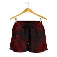 Northern Mariana Islands Women's Shorts - Polynesian Chief Red Version Women Red - Polynesian Pride