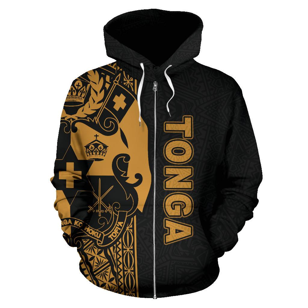Tonga Polynesian Zip up Hoodie Yellow Line - Polynesian Pride