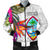 Guam Men's Bomber Jacket Polynesian Hibiscus White Pattern - Polynesian Pride