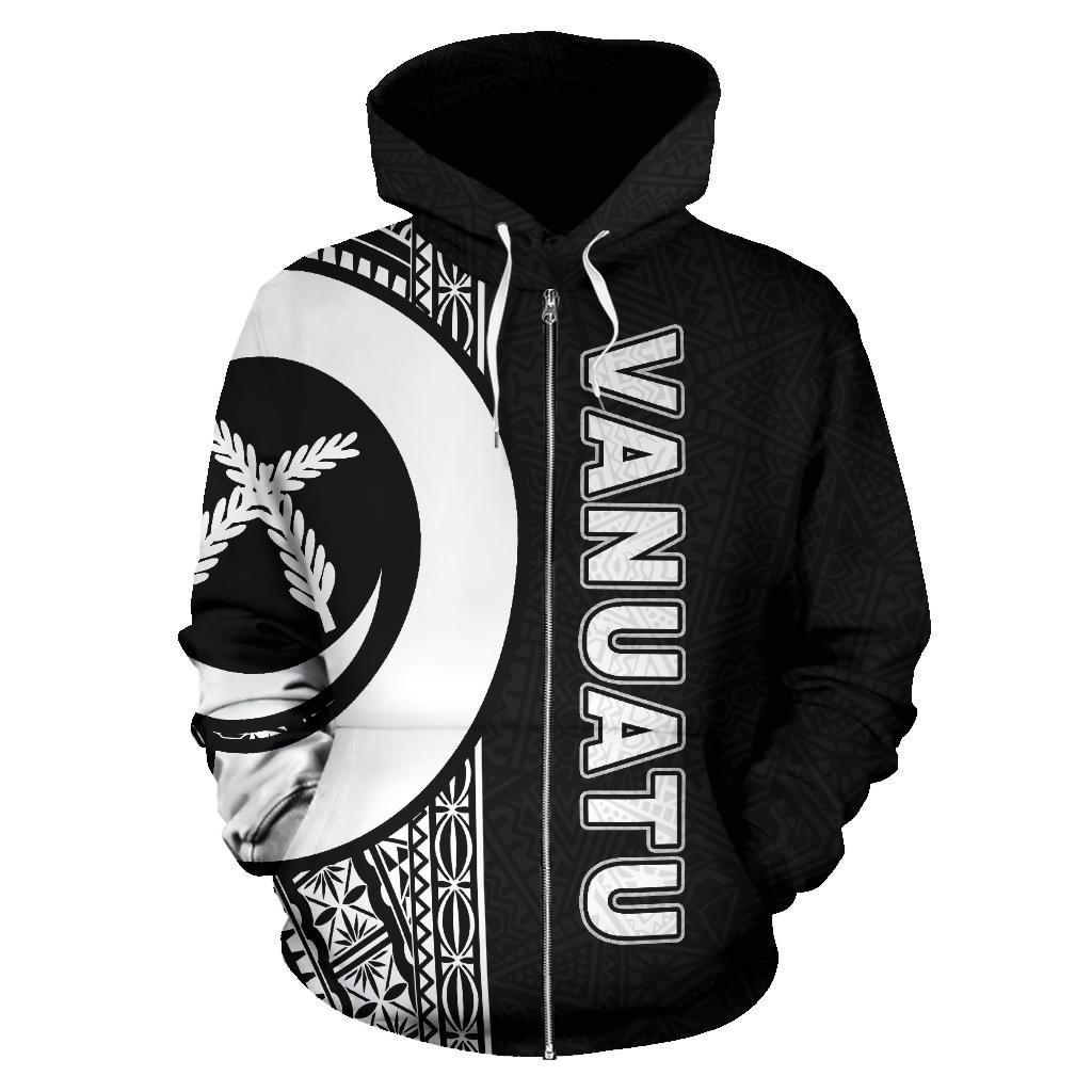 Vanuatu Polynesian Zip up Hoodie Black Line - Polynesian Pride