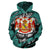 Polynesian Royal Coat of Arms Kanaka Map Hawaii Custom Hoodie Turquoise - Polynesian Pride