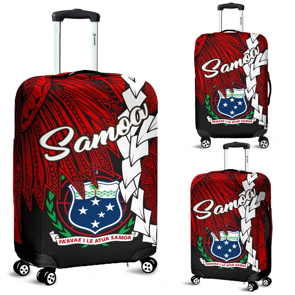 Samoa Polynesian Luggage Covers - Tribal Wave Tattoo Flag Color Red - Polynesian Pride