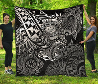 Samoa Polynesian Premium Quilt - White Turtle Flowing - Polynesian Pride