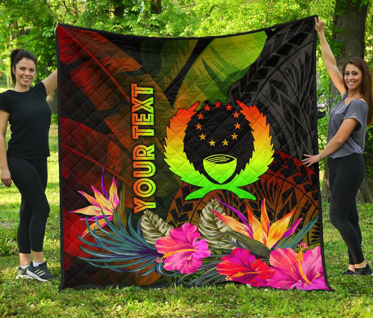 Pohnpei Polynesian Personalised Premium Quilt - Hibiscus and Banana Leaves - Polynesian Pride