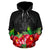 Niue Polynesian Zip Hoodie Black Hibiscus - Polynesian Pride