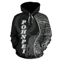 Pohnpei Polynesian Hoodie Coconut Tree Black - Polynesian Pride