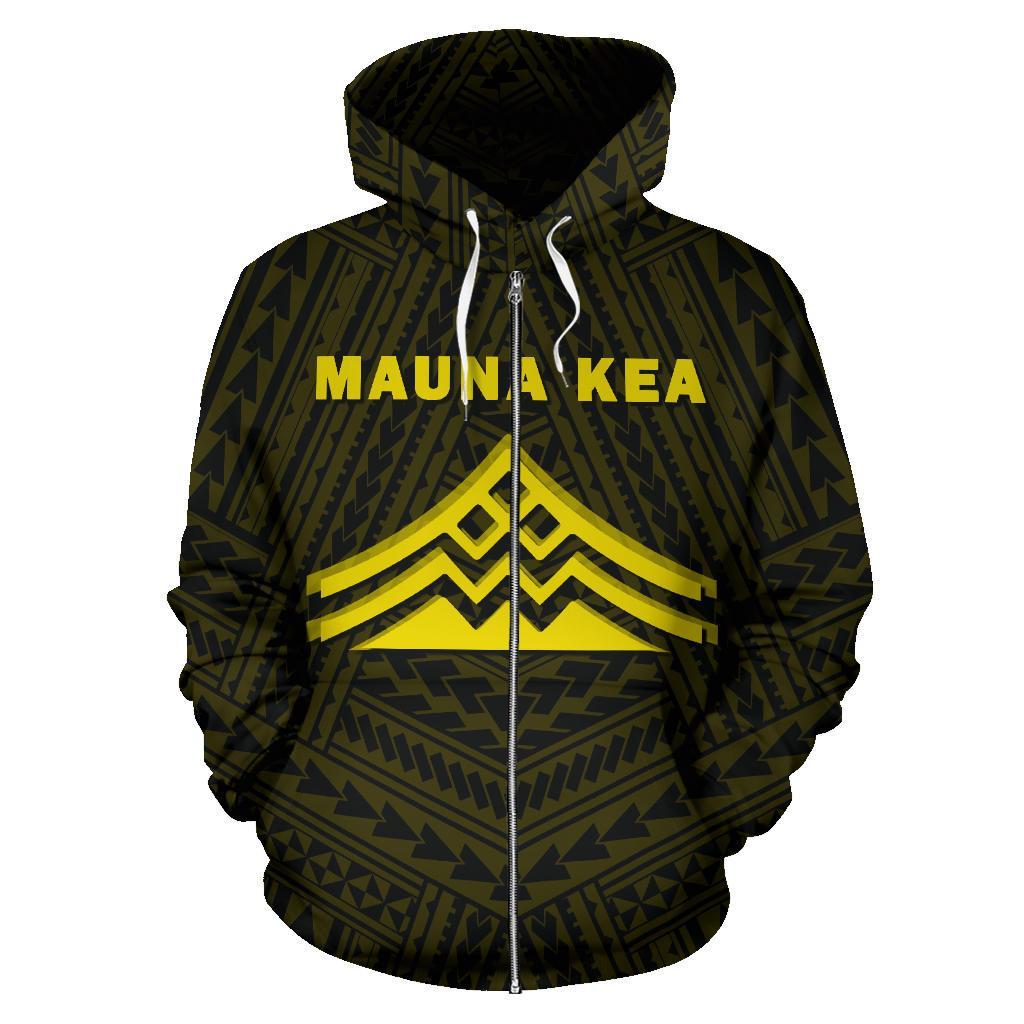 Hawaii Mauna Kea Polynesian Zip up Hoodie Yellow - Polynesian Pride