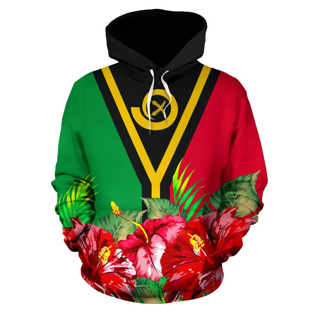 Vanuatu Polynesian Hoodie Flag Hibiscus - Polynesian Pride