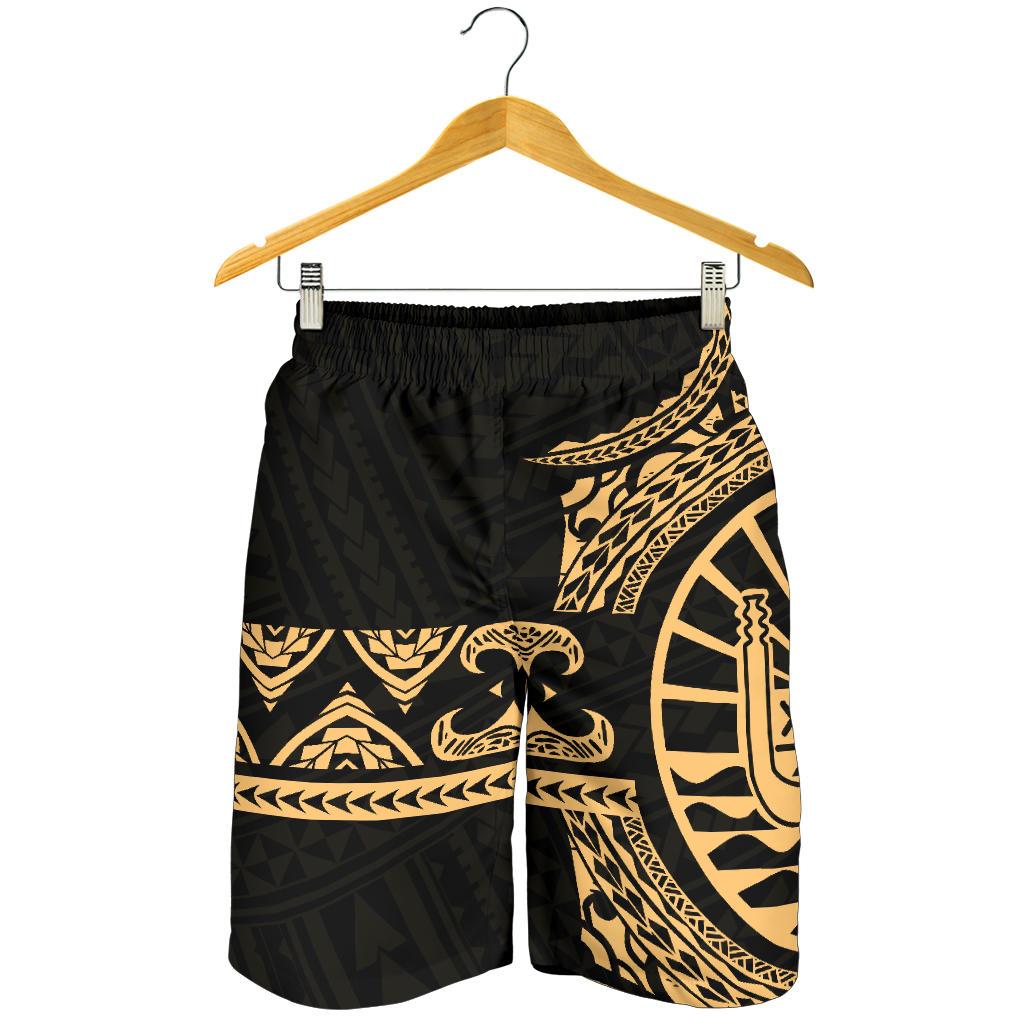 Tahiti Polynesian All Over Print Men's Short - Gold Version Gold - Black - Polynesian Pride