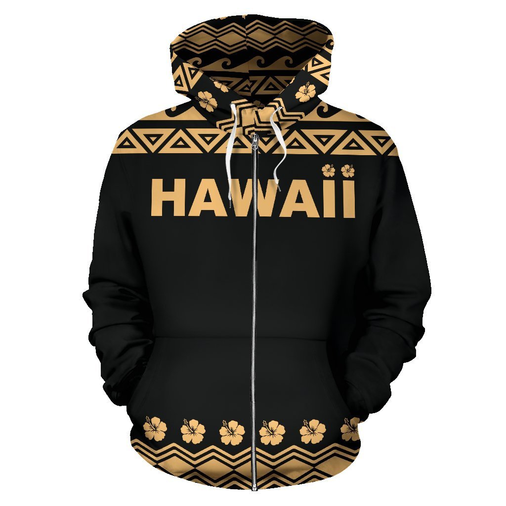 Hawaii All Over Zip up Hoodie Polynesian Tiki Hoodie - Polynesian Pride