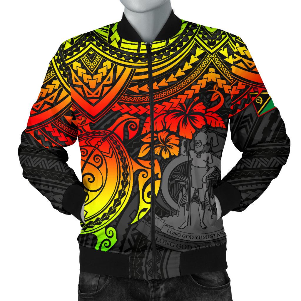 Vanuatu Polynesian Bomber Jacket (Men) - Reggae Turtle Red - Polynesian Pride