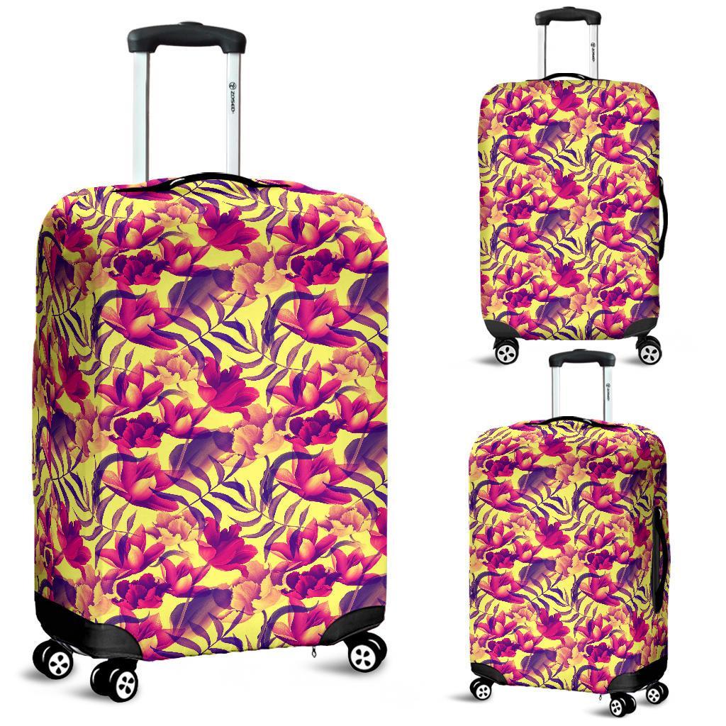 Hawaii Seamless Tropical Flower Plant Pattern Background Luggage Cover White - Polynesian Pride