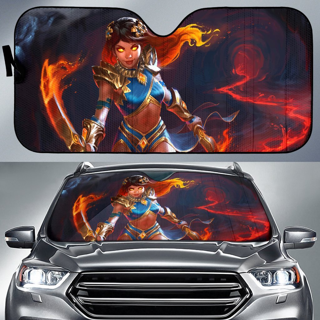 Hawaii Polynesian Goddess Pele Car Sun Shade Auto Sun Shade Universal Fit Red - Polynesian Pride
