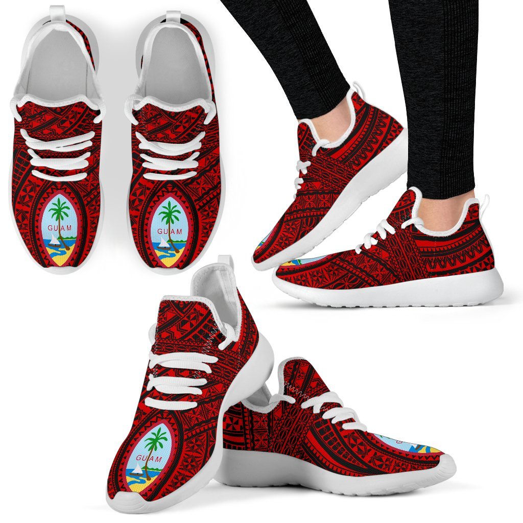 Guam Polynesian Tattoo Mesh Knit Sneakers Red - Polynesian Pride