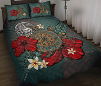 American Samoa Quilt Bed Set - Blue Turtle Tribal - Polynesian Pride