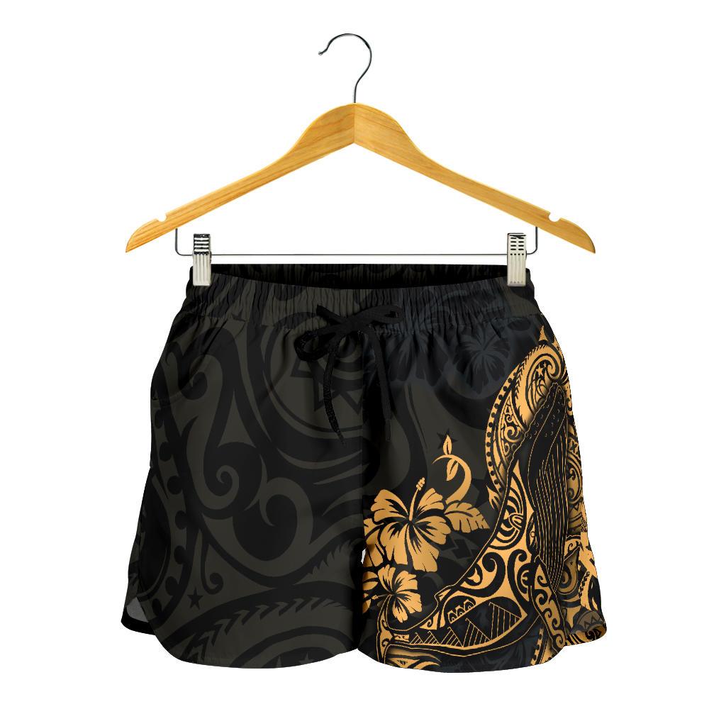 Polynesian Hawaii Women's Shorts - Polynesian Golden Humpback Whale Women Golden - Polynesian Pride