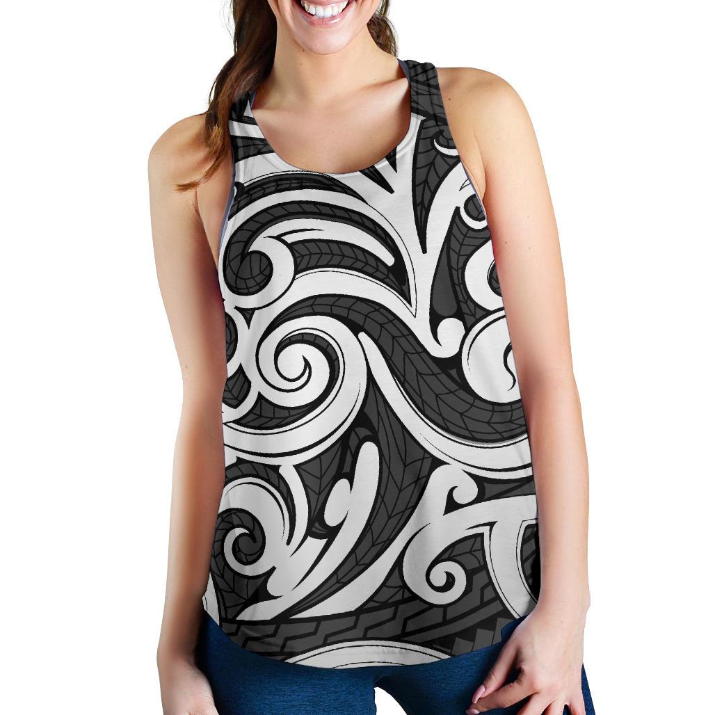 Polynesian Maori Ethnic Ornament Gray Women's Racerback Tank Top Gray - Polynesian Pride