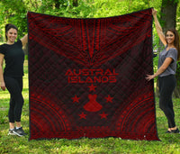 Austral Islands Premium Quilt - Austral Islands Flag Polynesian Chief Dark Red Version Red - Polynesian Pride