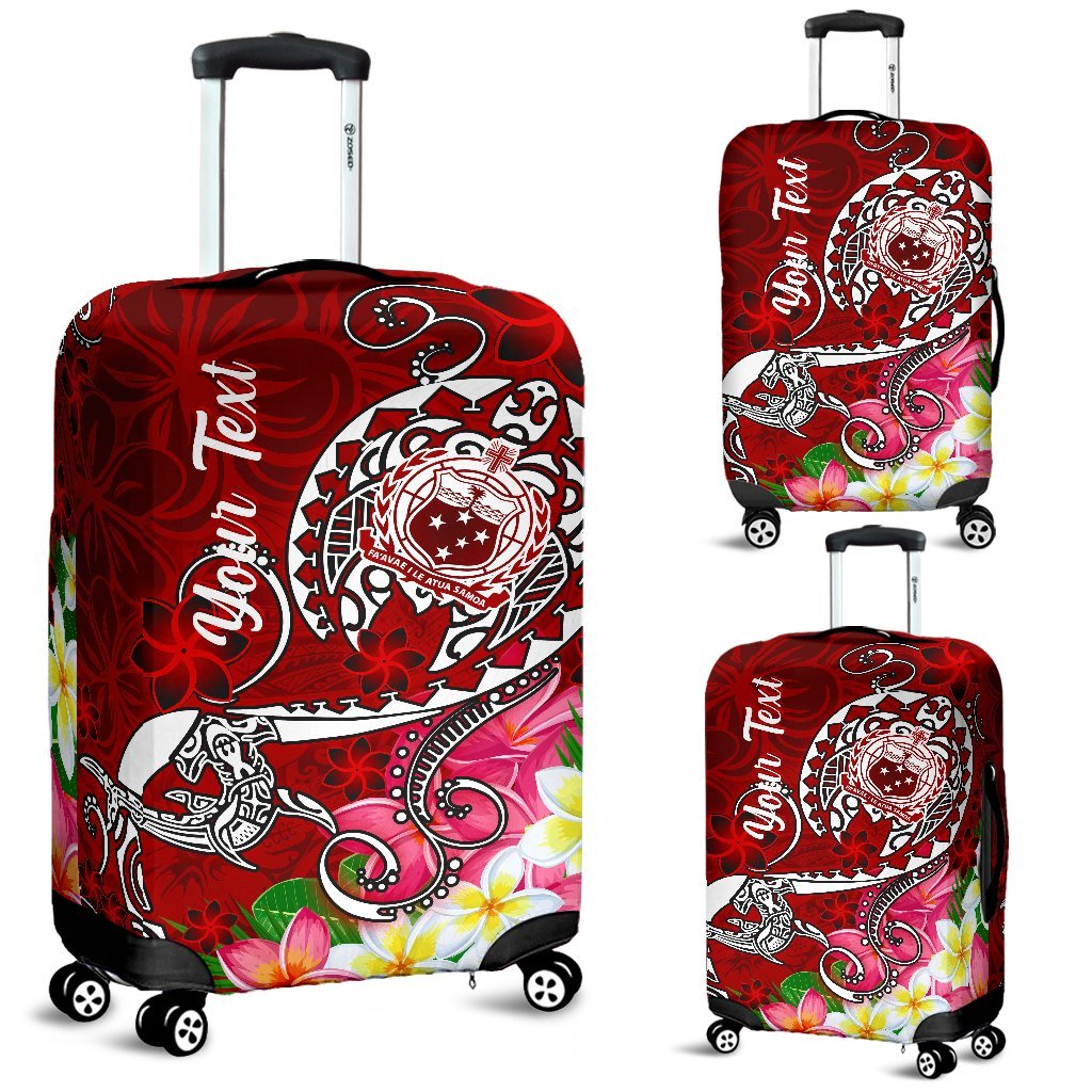 Samoa Custom Personalised Luggage Covers - Turtle Plumeria (Red) - Polynesian Pride