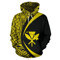 Kanaka Hawaii Map Yellow Polynesian Hoodie Circle Style 02 - Polynesian Pride