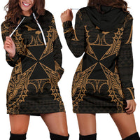 Wallis And Futuna Polynesian Hoodie Dress Map Gold Gold - Polynesian Pride