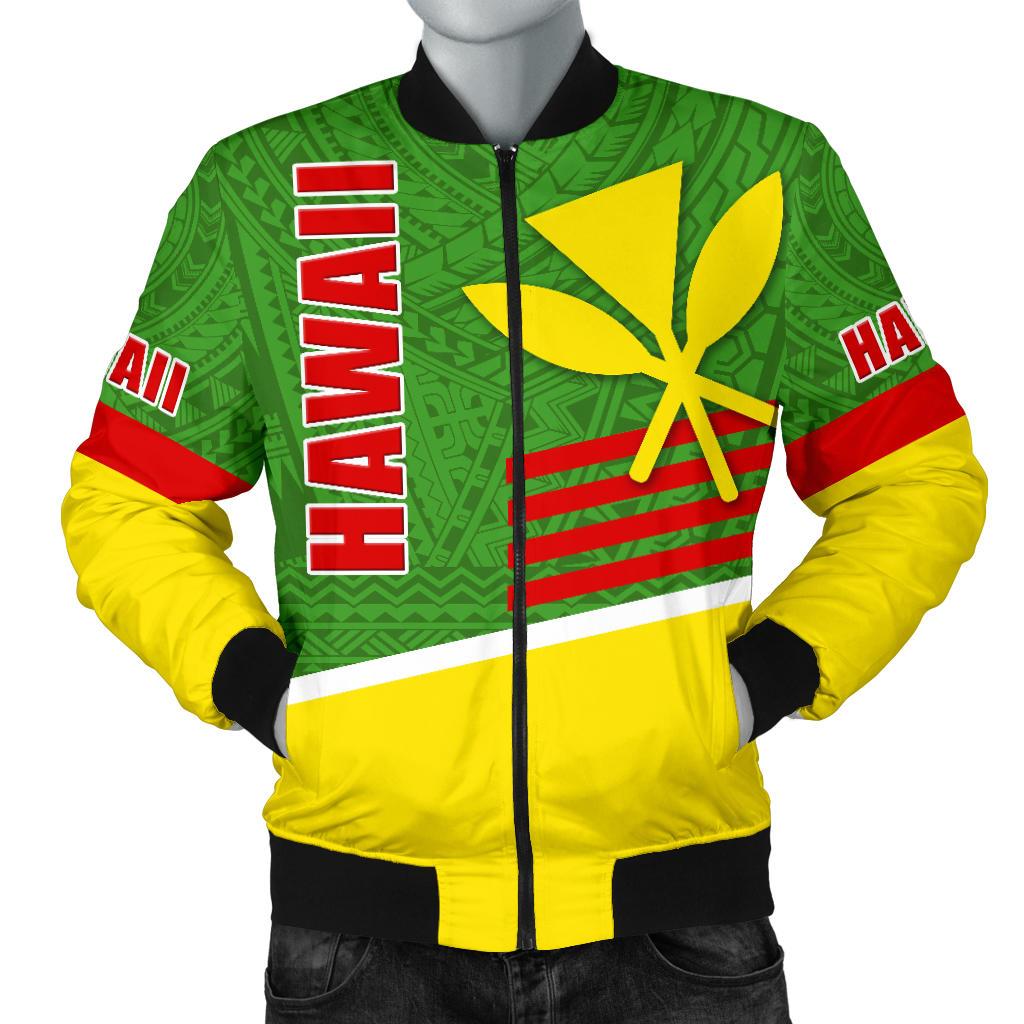 Polynesian Hawaii Bomber Jacket (Men) - Hawaiian Kanaka Maoli Green - Polynesian Pride