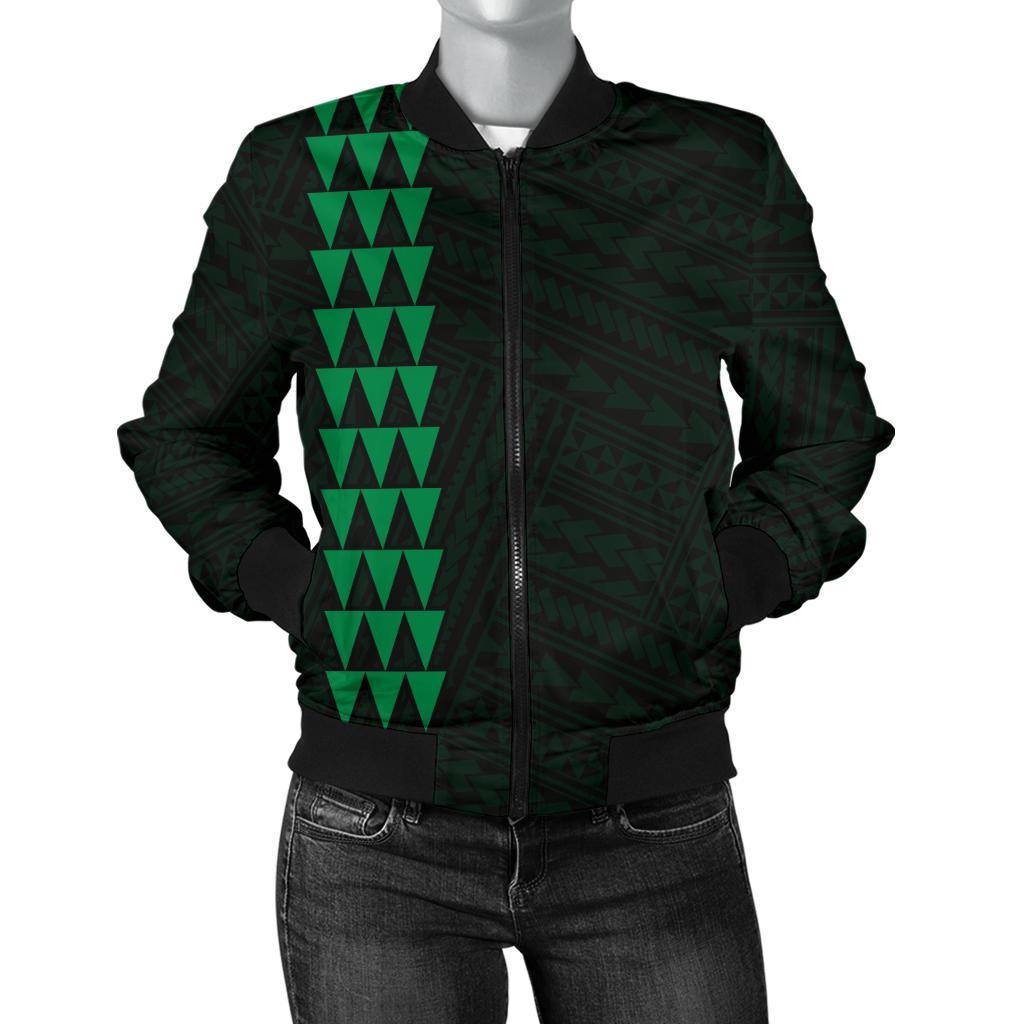 Hawaii Kakau Polynesian Anchor Women's Bomber Jacket - Green Green - Polynesian Pride