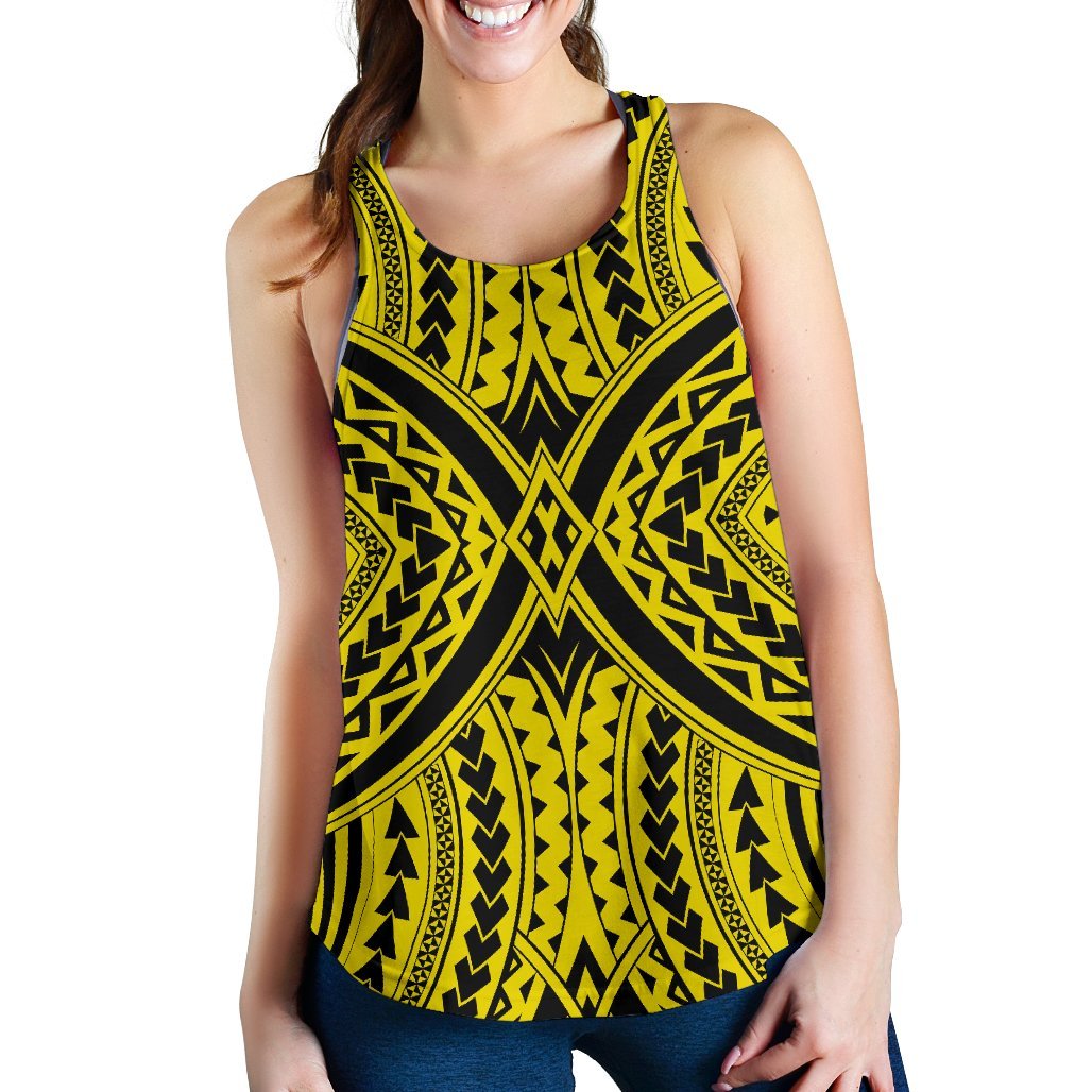 Polynesian Tradition Yellow Women's Racerback Tank Top Yellow - Polynesian Pride