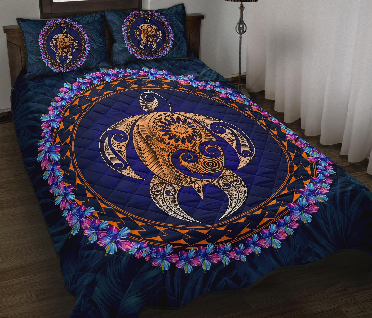 Hawaii Turtle Polynesian Tropical Quilt Bed Set - Jan Style - AH - Polynesian Pride